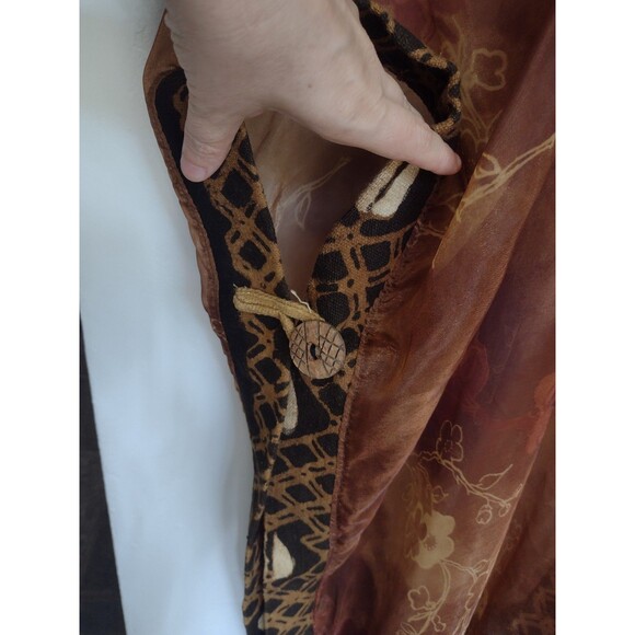 Mina Collection Kaftan Robe Mud Cloth Trim Copper Glow Rare Art to WearOne Size - Picture 10 of 16